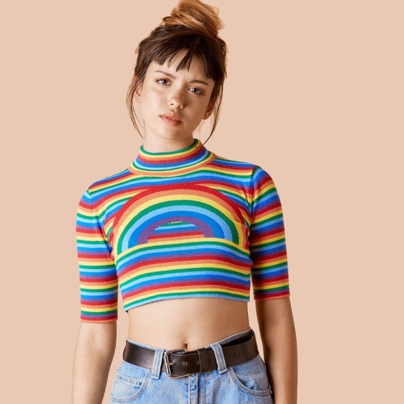 UNIF Tops - NWOT UNIF Over the Rainbow Crop Top